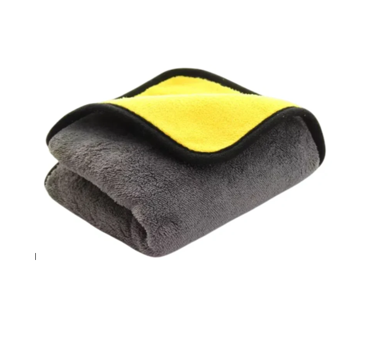 Paño De Microfibra Doble Cara Gris/amarillo Para Auto