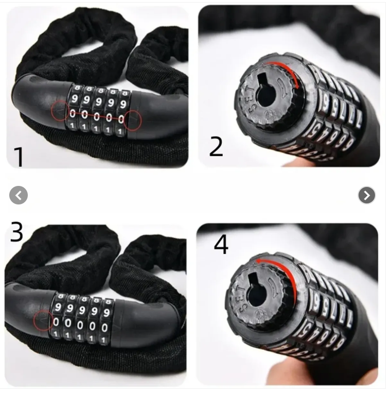 Candado Cadena Para Moto Bicicleta Con Clave Negro